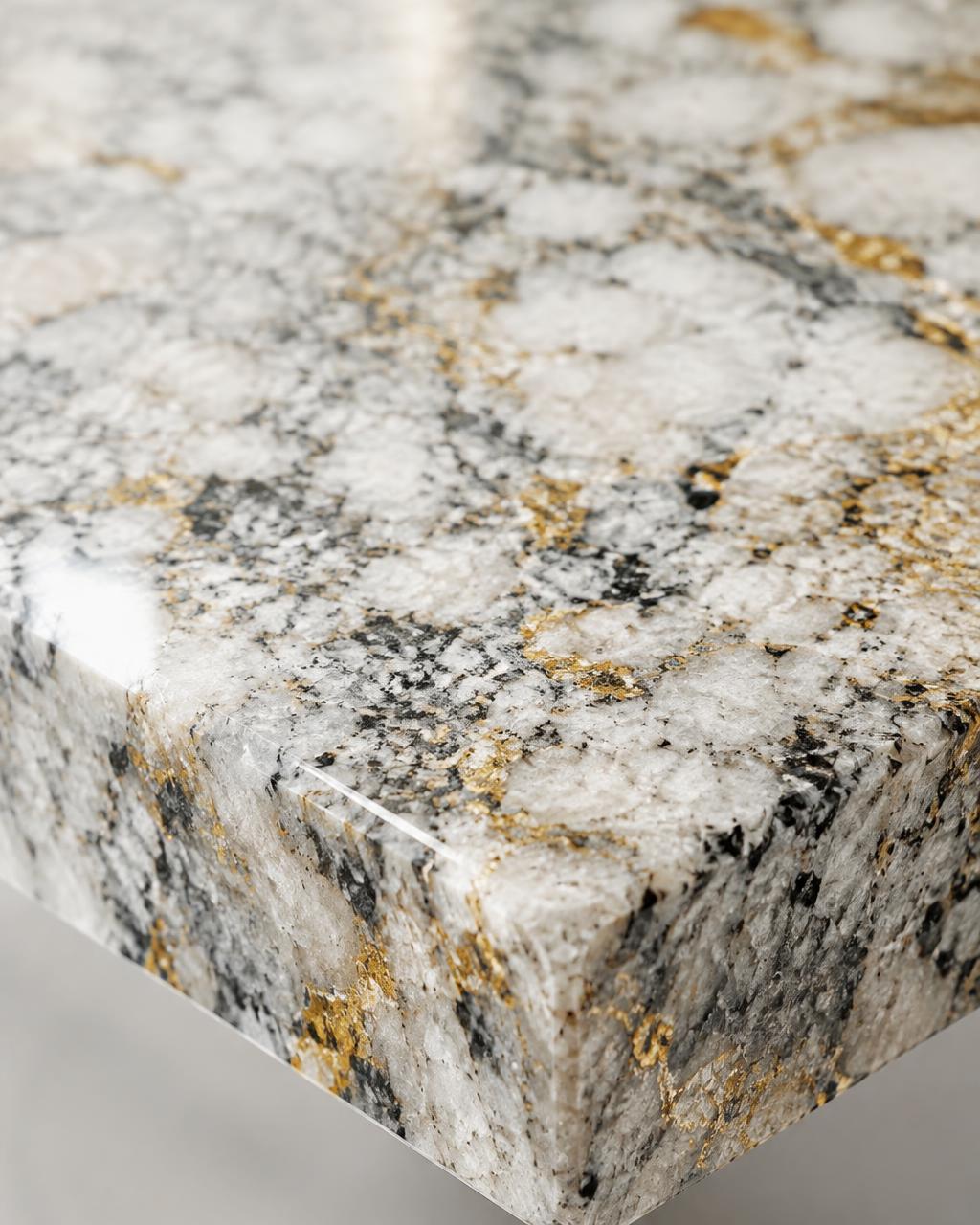 Polished granite slab edge
